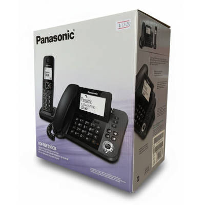 Panasonic KX-TGF310CXM Digital Corded & Cordless Phone BUNDLE Metallic Black