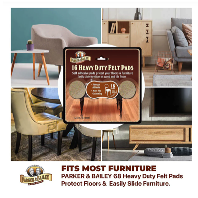 PARKER & BAILEY 68PC ASSORTMENT VALUE PACK Heavy Duty Furniture Felt Pads PB-253680
