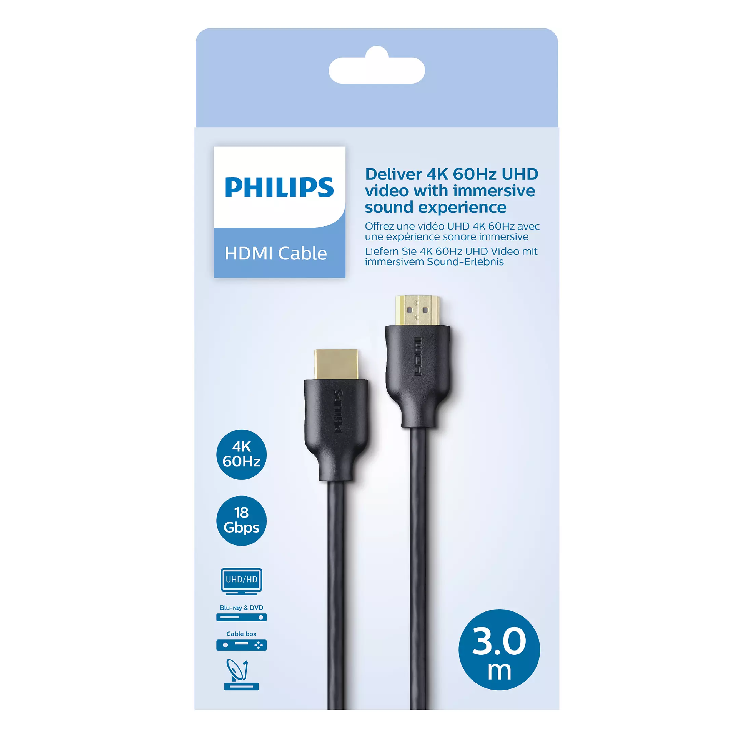 Philips HDMI Cable 4K 60Hz 18 GBPS 3.0M