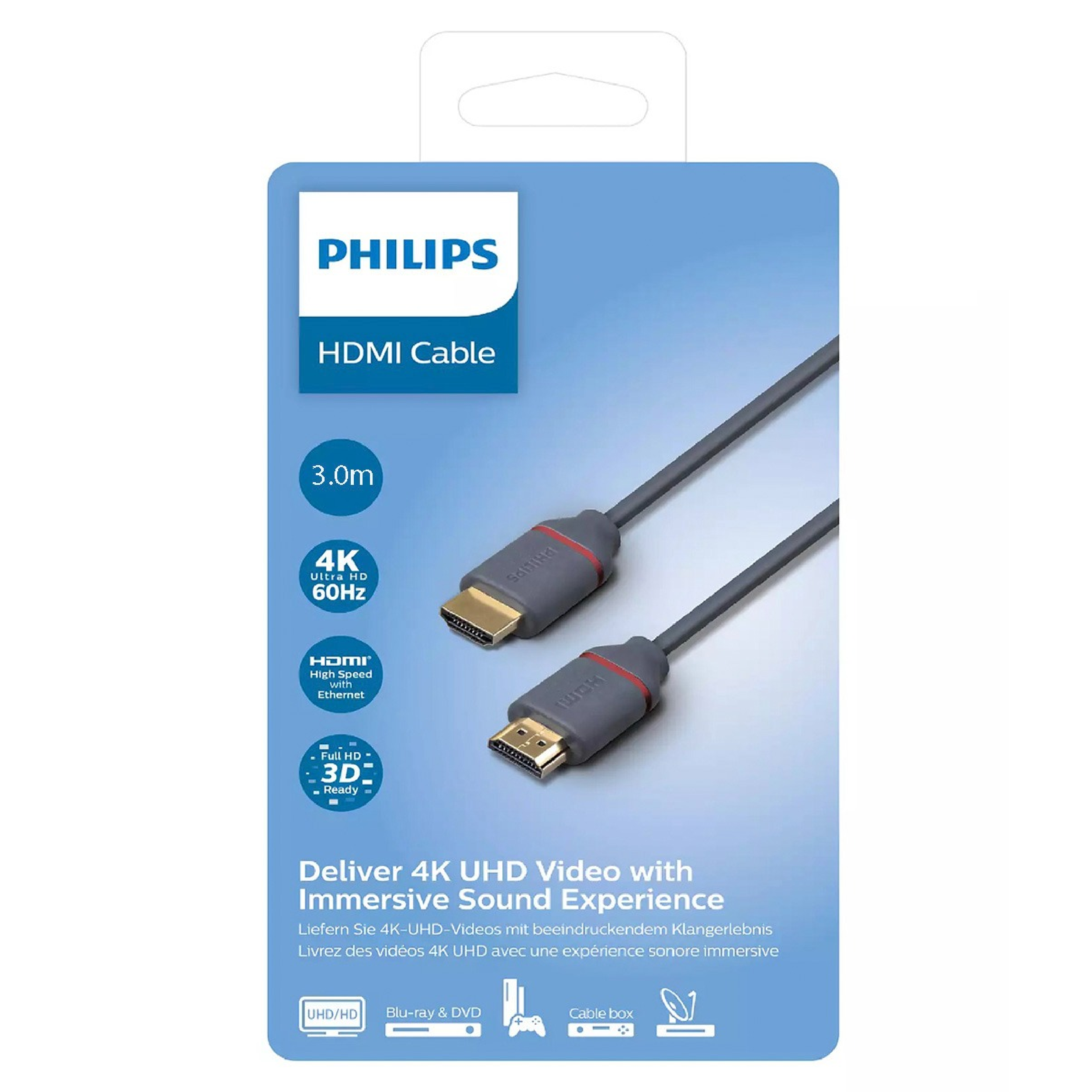 Philips HDMI PREMIUM CERTIFIED Cable 4K 60Hz 18 GBPS 3.0M