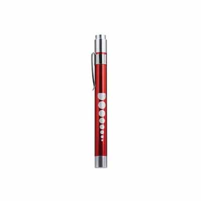 Reliance Medical Aluminium Re-useable Pen Light Torch In Red With Batteries