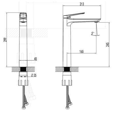 RIGEL CHROME Extended Long Basin Mixer W3-R-MXB1327X