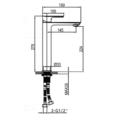 RIGEL GUN METAL Long Extended Basin Mixer Tap MXB721101X GUN