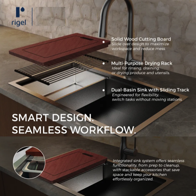 RIGEL Scratch Resistance Kitchen Sink LARGE BOWL SNK6545SB-250 LINEN HEXASHIELD