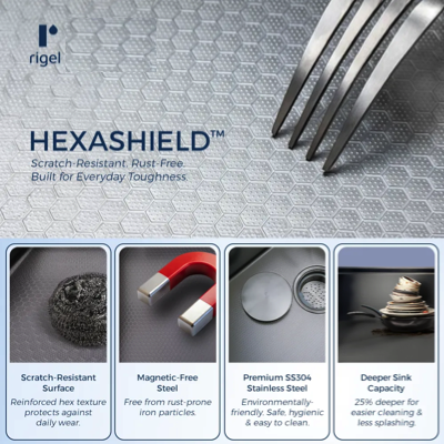 RIGEL Scratch Resistance Kitchen Sink SNK5545SB-250-LINEN HEXASHIELD