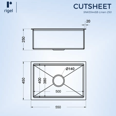 RIGEL Scratch Resistance Kitchen Sink SNK5545SB-250-LINEN HEXASHIELD