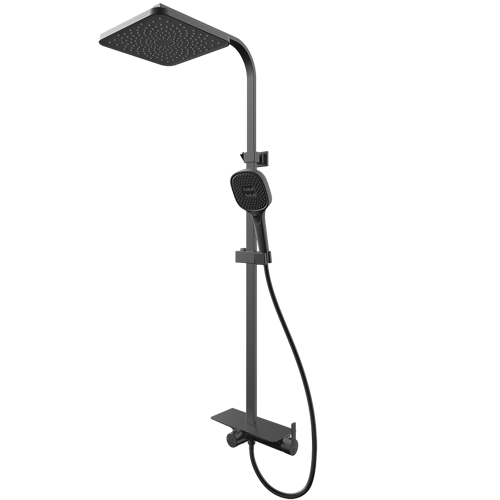 Rubine SQUARE Series DECKOS RAINSHOWER WITH MIXER GUN METAL RSC-DECKOS-F4-GM