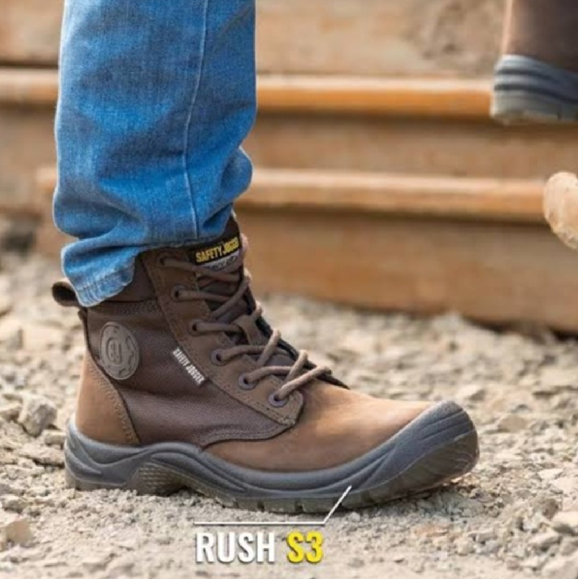 SAFETY JOGGER RUSH Mid Cut ZIPPER Brown STEEL TOE Safety Shoe S3