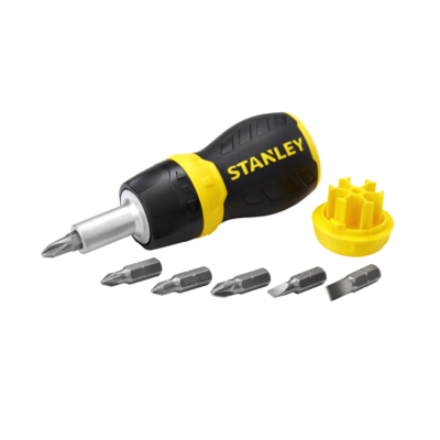 STANLEY STUBBY MULTI-BIT Ratcheting Screwdriver With 6 Bits SET 66-358