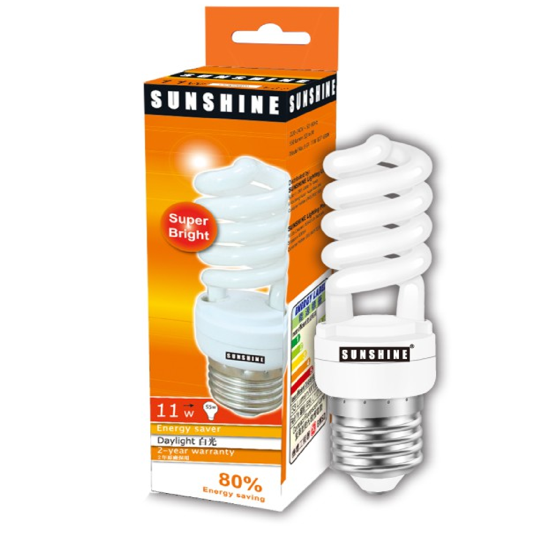 Sunshine Energy Saving Lamp TWIST SPIRAL 11W E27 WARMWHITE S-51