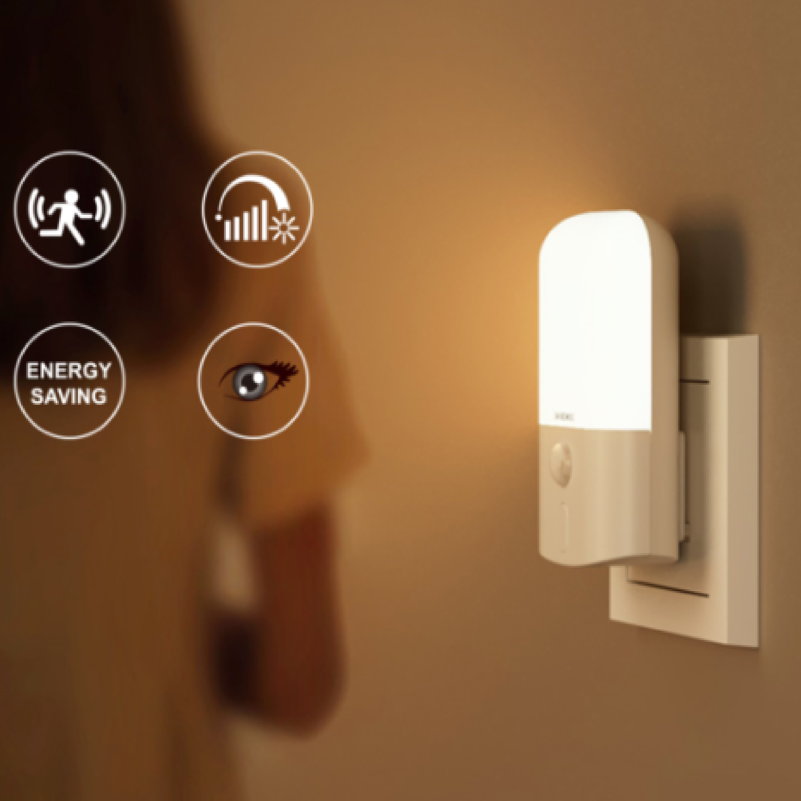 Sunshine NIGHT LIGHT 3-PIN With Motion Sensor WARMWHITE LNG-W