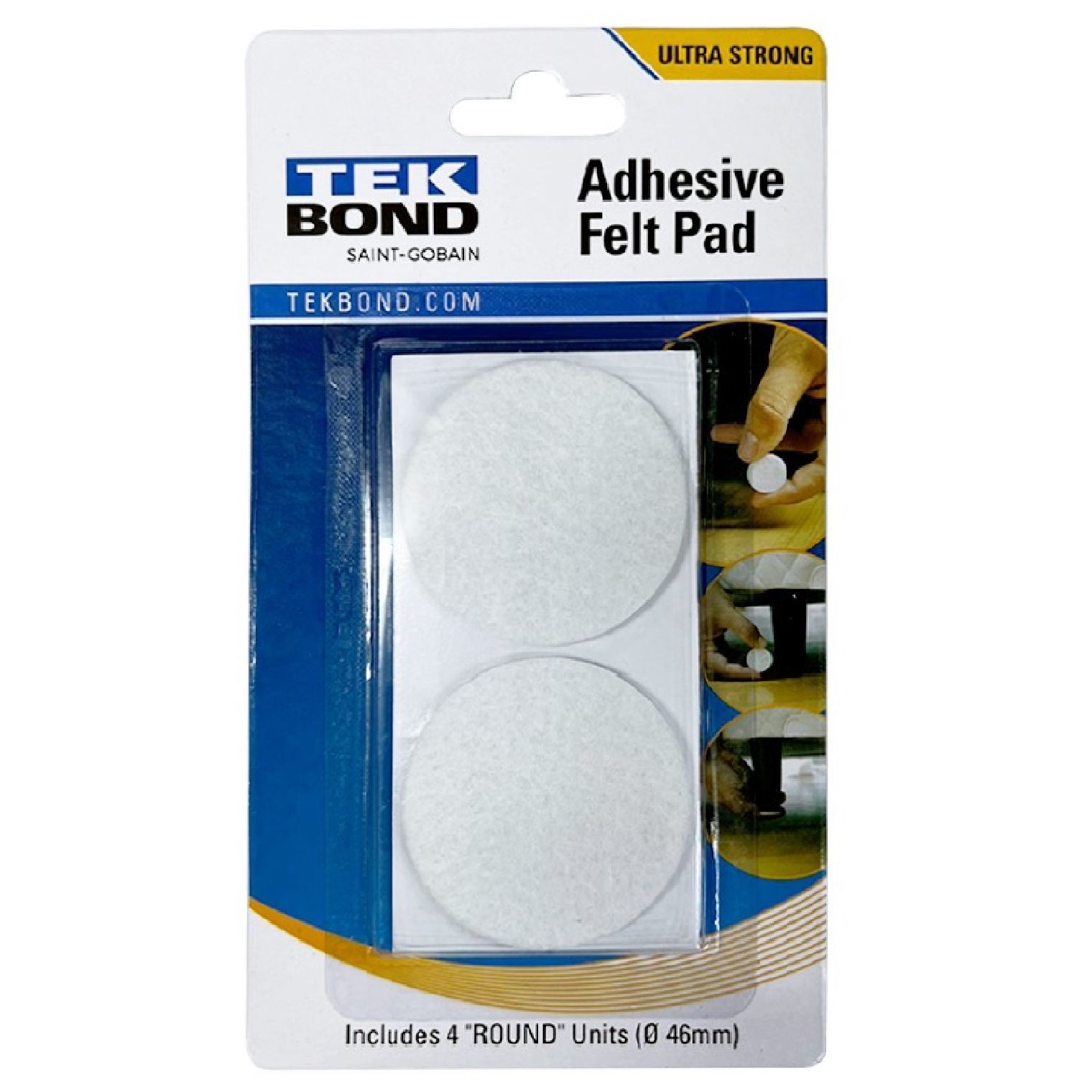 TEKBOND 4 X ROUND Self-Adhesive FELT PAD 46MM WHITE