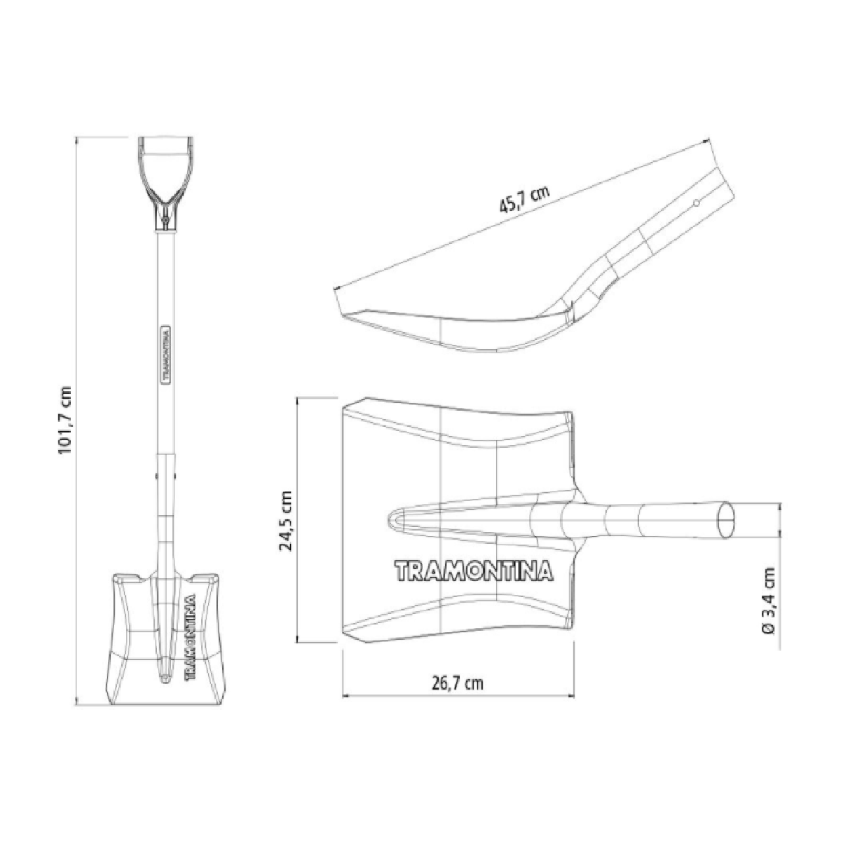 Tramontina Square Mouth Shovel 71CM Wood Handle