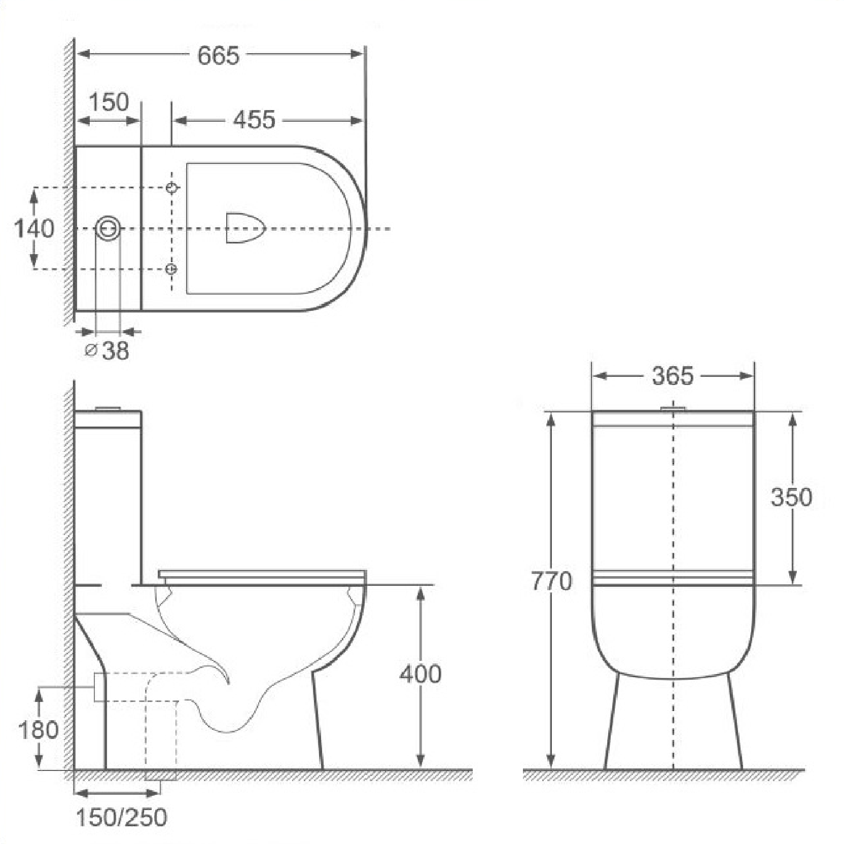 VASILE V339 Two-Piece Closet Dual Flush Toilet Bowl
