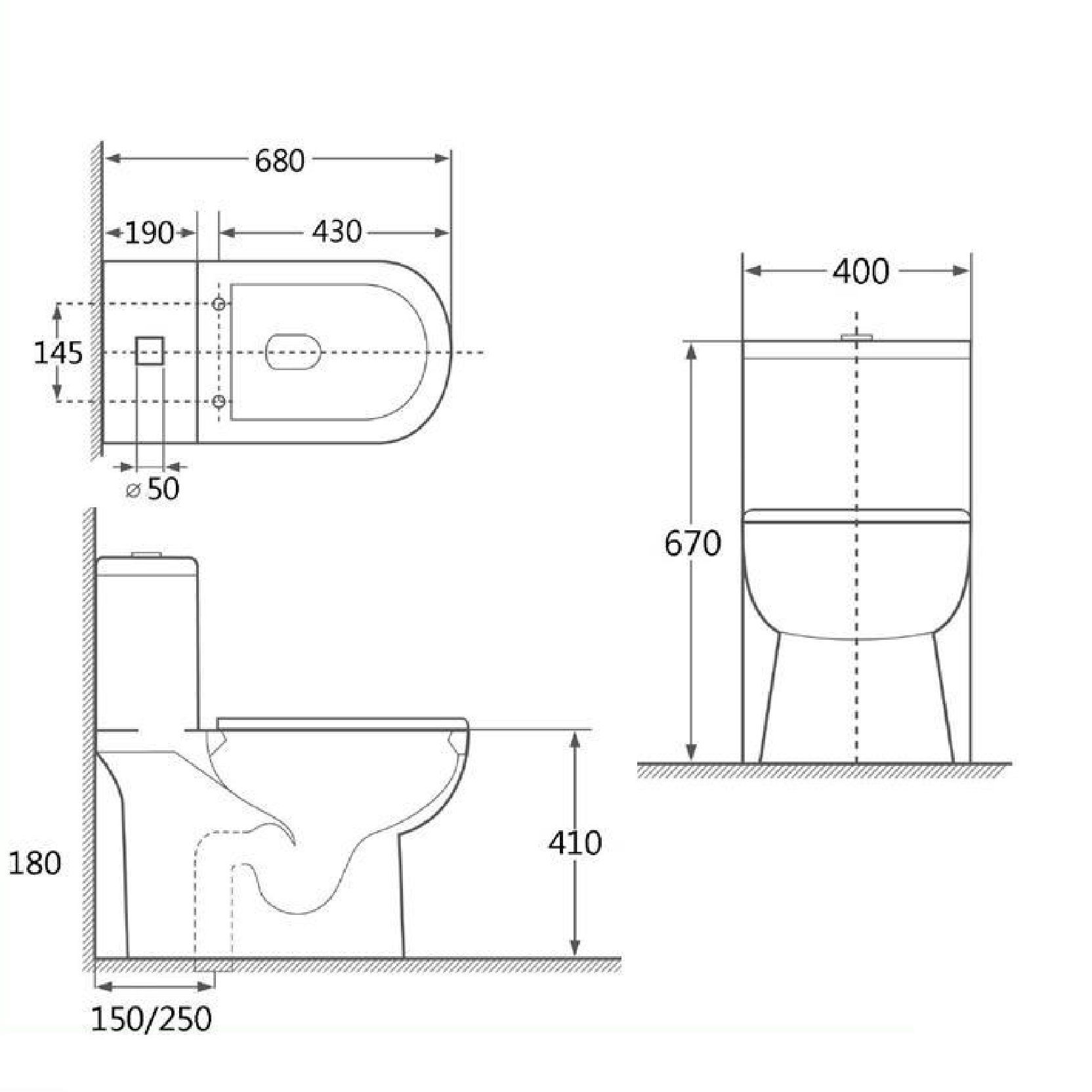 VASILE V518 One-Piece Closet Dual Flush Toilet Bowl