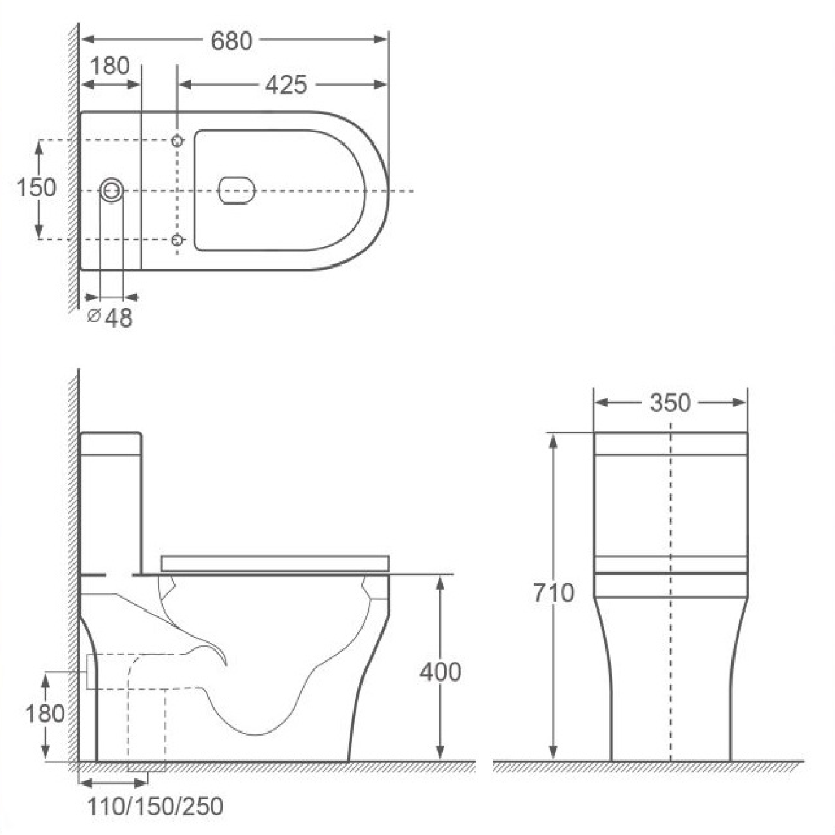 VASILE V519 One-Piece Closet Dual Flush Toilet Bowl