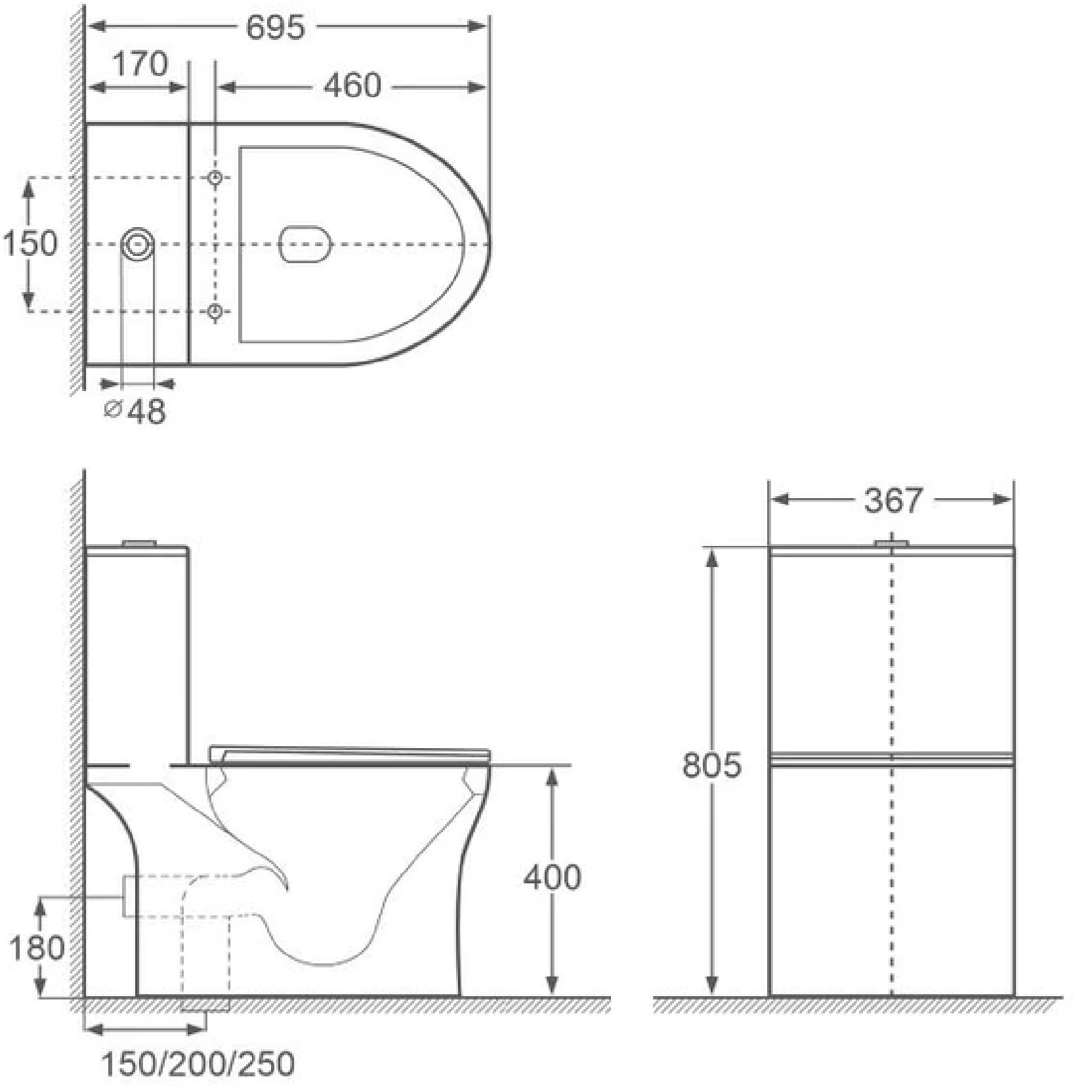 VASILE V597 One-Piece Closet Dual Flush Toilet Bowl