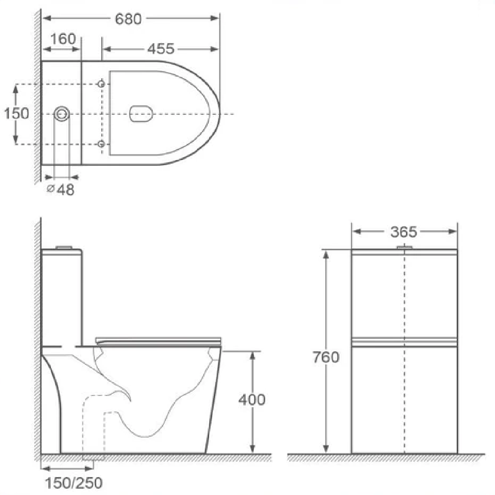VASILE V599 One-Piece Closet Dual Flush Toilet Bowl