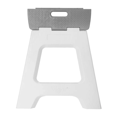 VIGAR LOAD 150KG 40CM Compact Foldable Stool 100% Recycled Plastic ZEROLINE GREY STEP STOOL