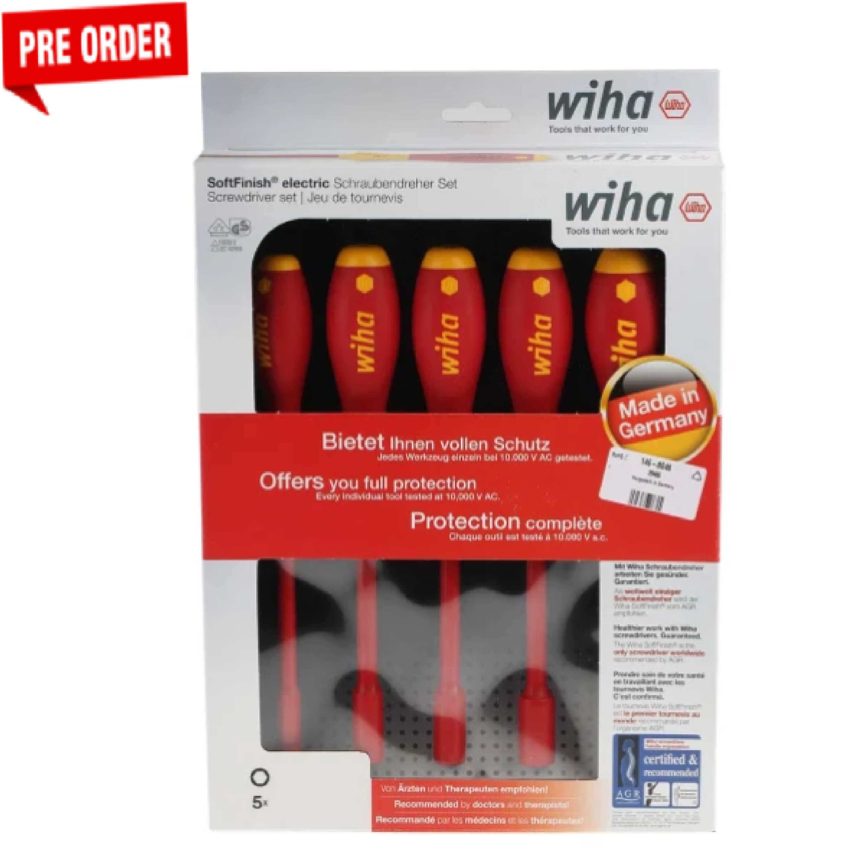 WIHA 22821 NUT SPINNER Driver Fully Insulated VDE 5PC SET