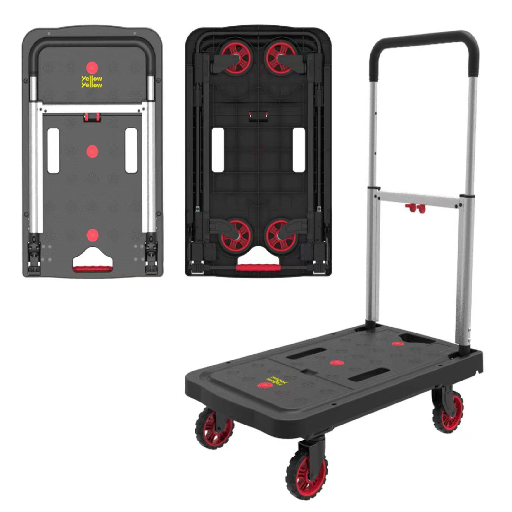 Yellowyellow FLAT BED Foldable Trolley 150KG Black HEAVY DUTY