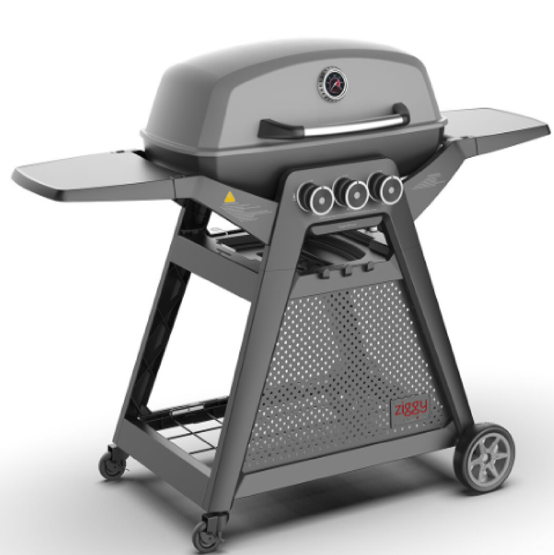 Ziegler & Brown ZIGGY GREY Elite Triple GAS GRILL With Cart